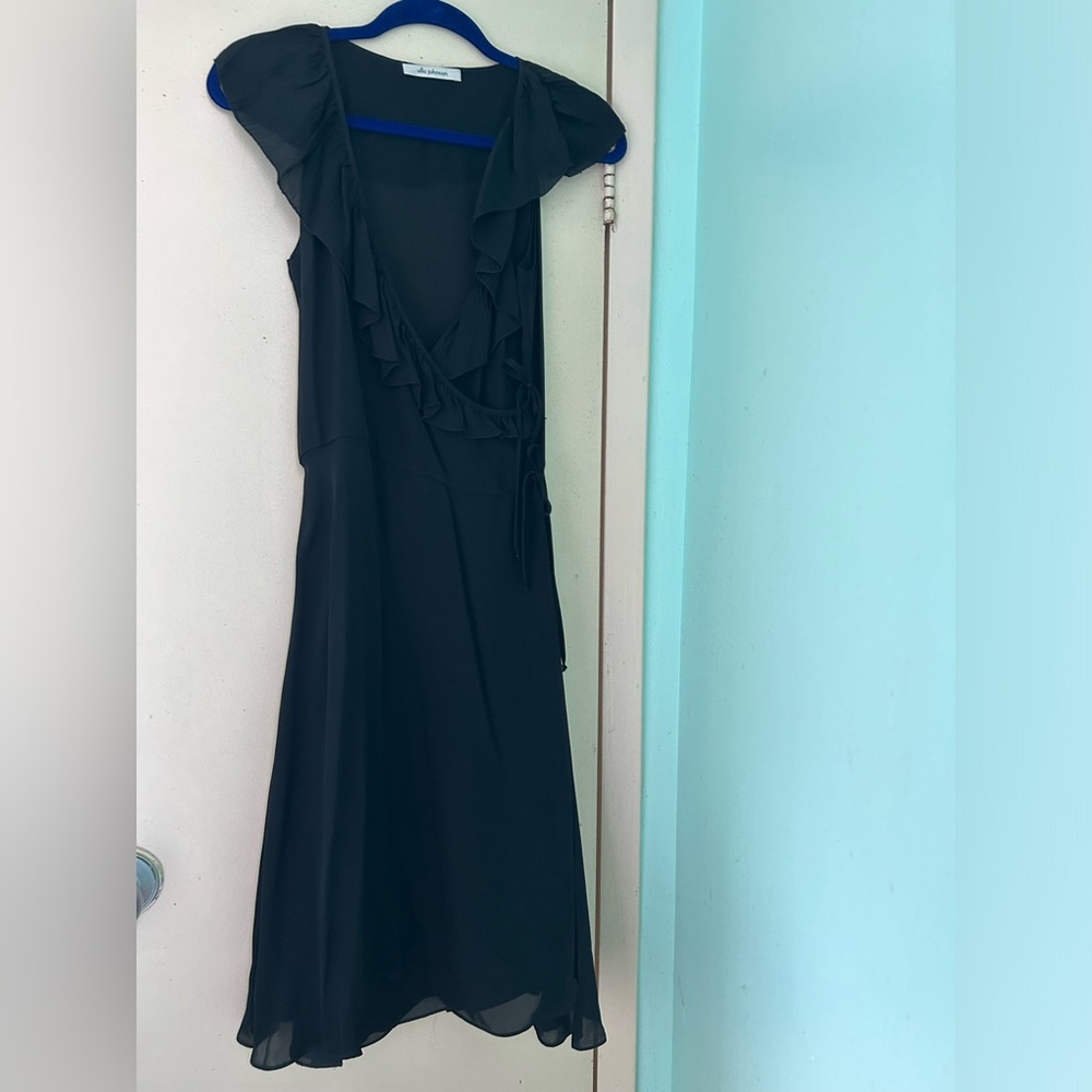 Ulla Johnson black silk wrap dress
